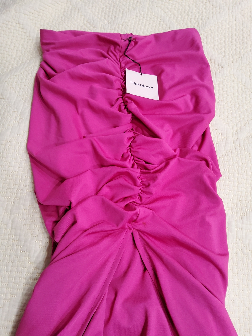 Superdown Tiffany High-Rise Ruched Midi Skirt in Hot Pink - Picture 8 of 12